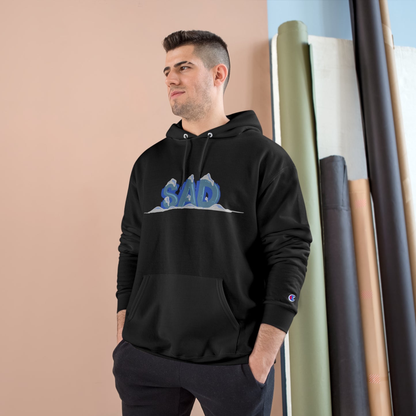 Sad Snowcap Blue Champion Hoodie